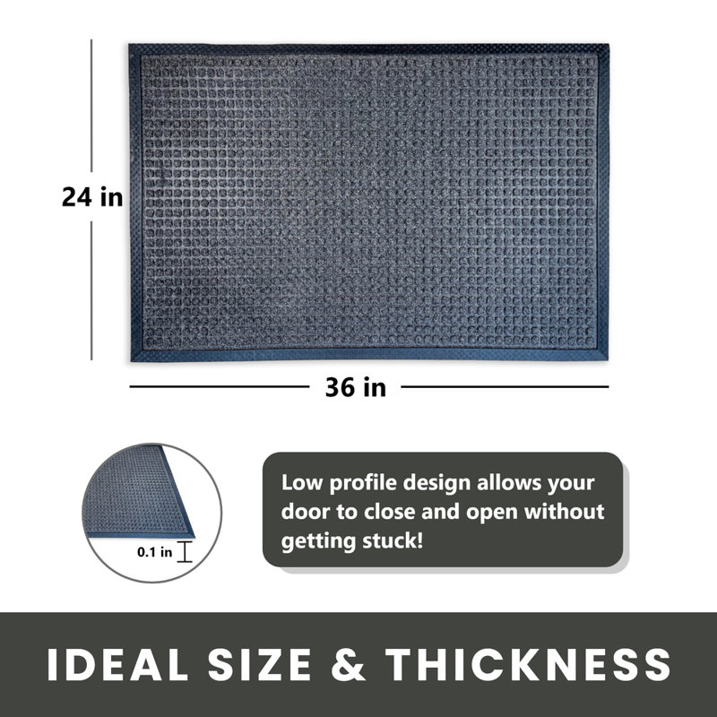Zoeey Commercial Non-Slip Outdoor Door Mat, 36" W x 60" L, Black