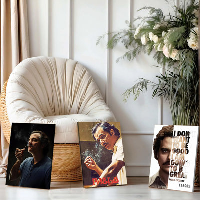 Ensemble de 3 affiches murales encadrées, Pablo Escobar (série Narcos), portrait fumant, citation décorative sur toile, pour la maison, le bureau, le salon ou la chambre, décoration moderne (sans cadre).