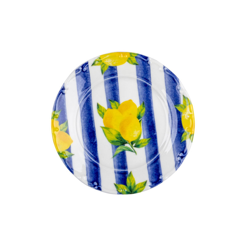 Ensemble de petit déjeuner (26 pièces), Bleu / Blanc / Jaune, À rayures