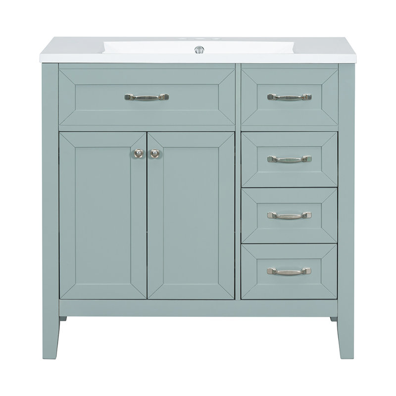 Armoire de salle de bain avec tiroirs, Vert