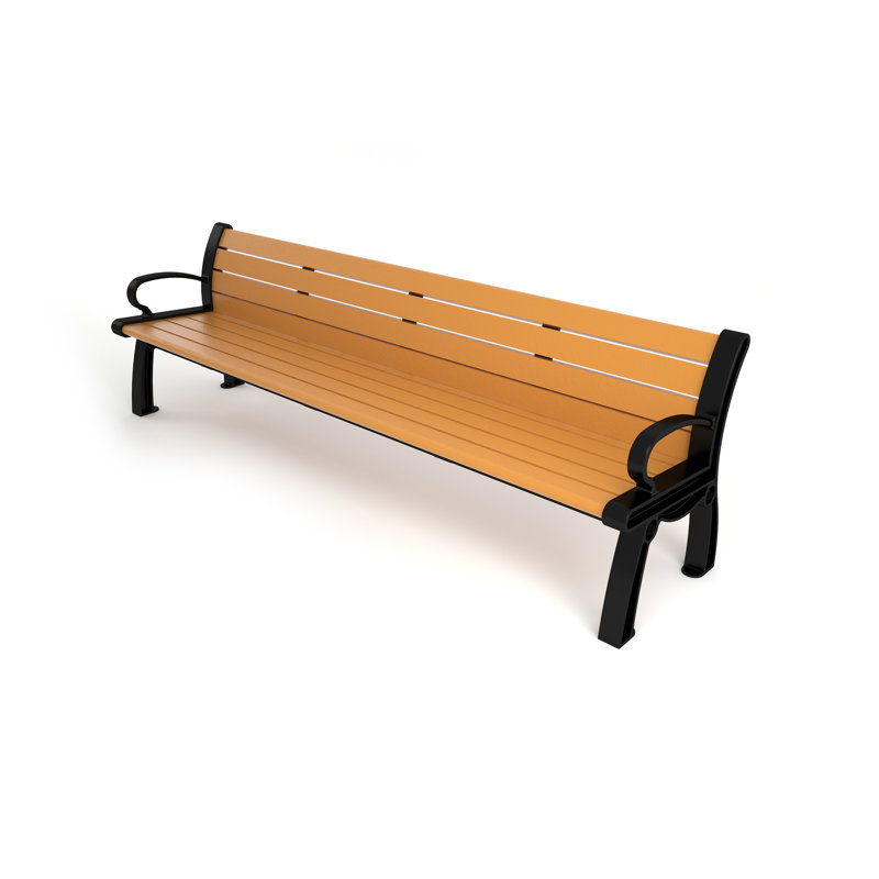 Banc de parc en plastique recyclé Heritage, 8 pi, Noir, Cèdre