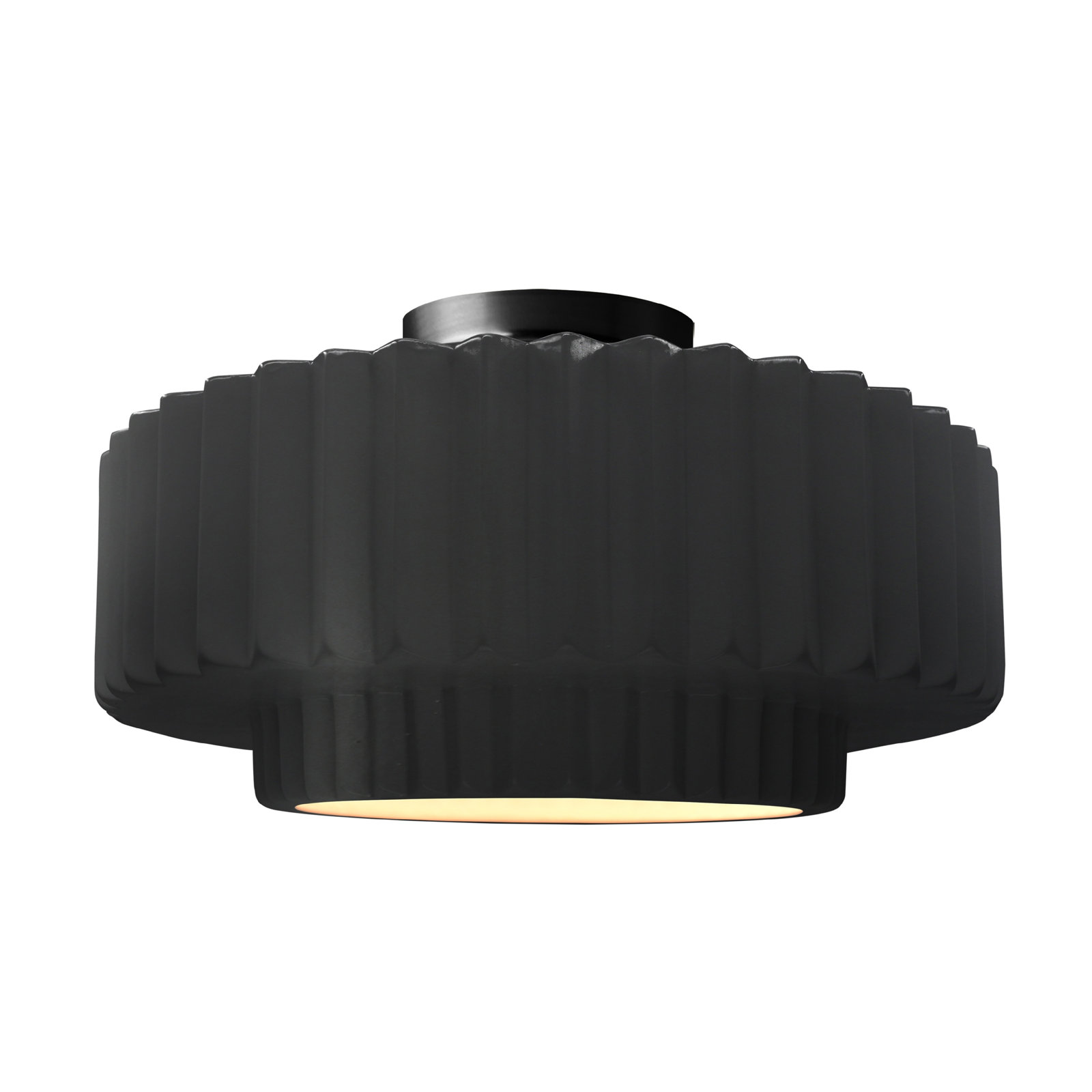 Single Light Ceramic LED Semi Flush Mount, 8" H x 16.5" W x 16.5" D, Carbon Matte Black, Matte Black