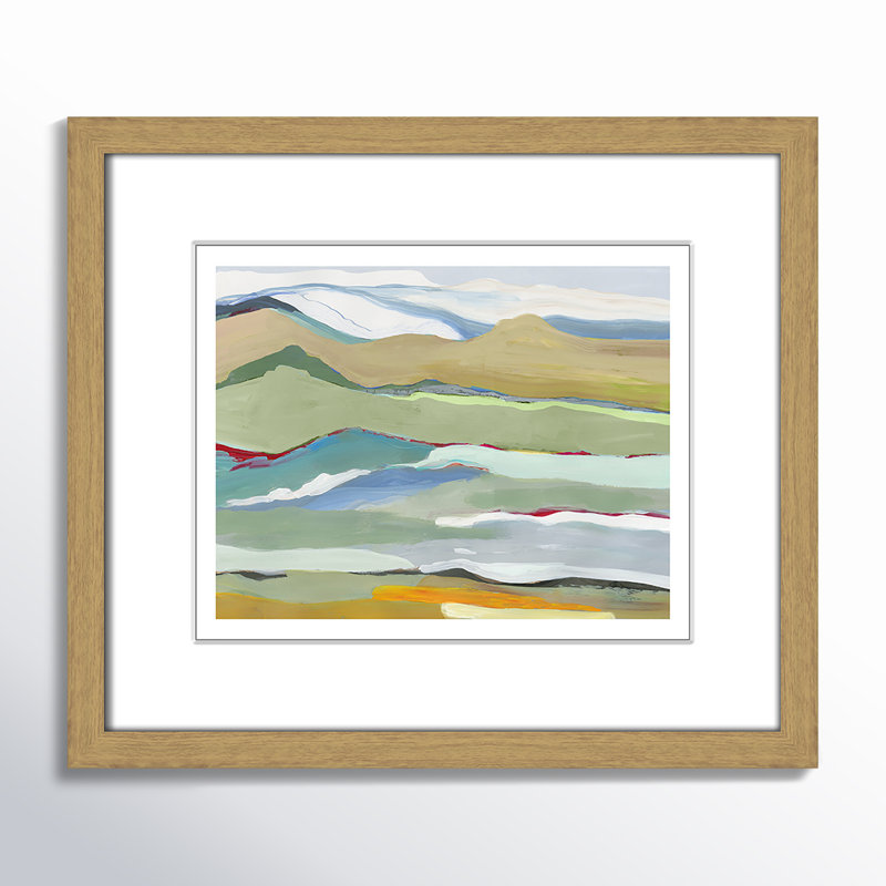 Dee Goodbye Summer on the Hills - Picture Frame Painting, Natural Wood Framed, 13" H x 15" W x 0.75" D