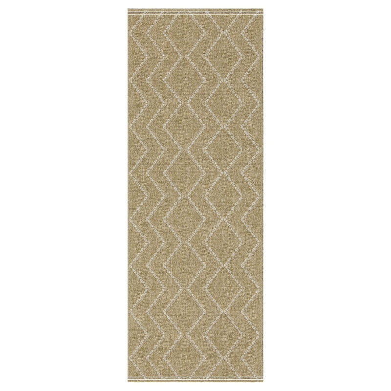 Jute/White Indoor/Outdoor Area Rug, Runner 2'7" x 7'3"