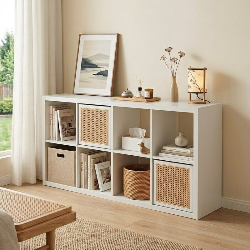 Nirwat Simple and practical Bookcase with storage compartments and wooden frame is suitable for bedroom and living room, study room, office
