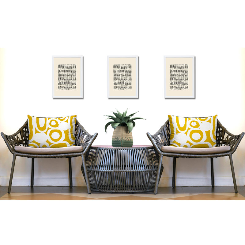 Ensemble de 2 coussins réversibles intérieur / extérieur Otto Tribal, 25x18, Yellow