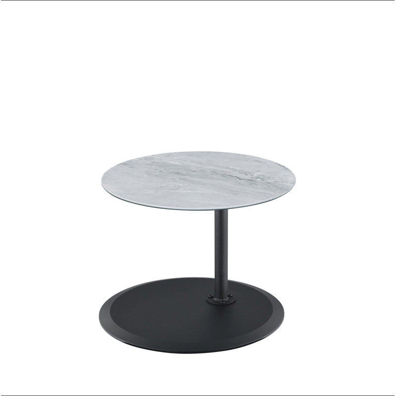 Table de bout Orbit 15,5 po avec plateau en marbre texturé à hauteur ajustable