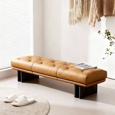 Banc rembourré en bois massif orange