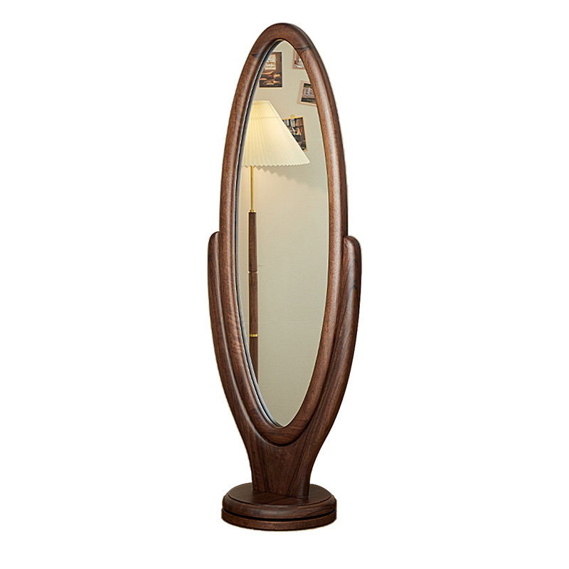 Modern Minimalist Walnut Rotating Full-Length Mirror