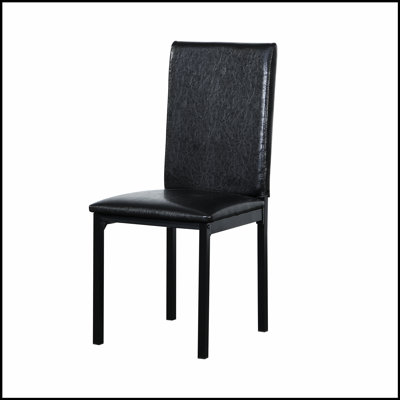 4-piece Metal Frame Dining Chairs with Brown Faux Leather Upholstery, Durable and Stylish for Any Home