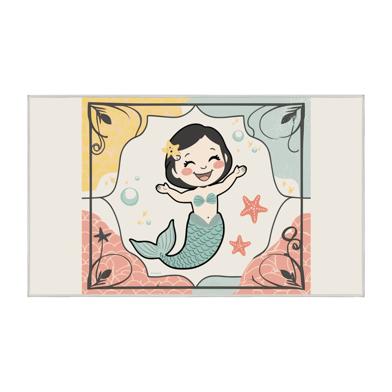 Tapis pour enfant East Urban Home Mermaids, Rectangulaire 3 pi x 5 pi