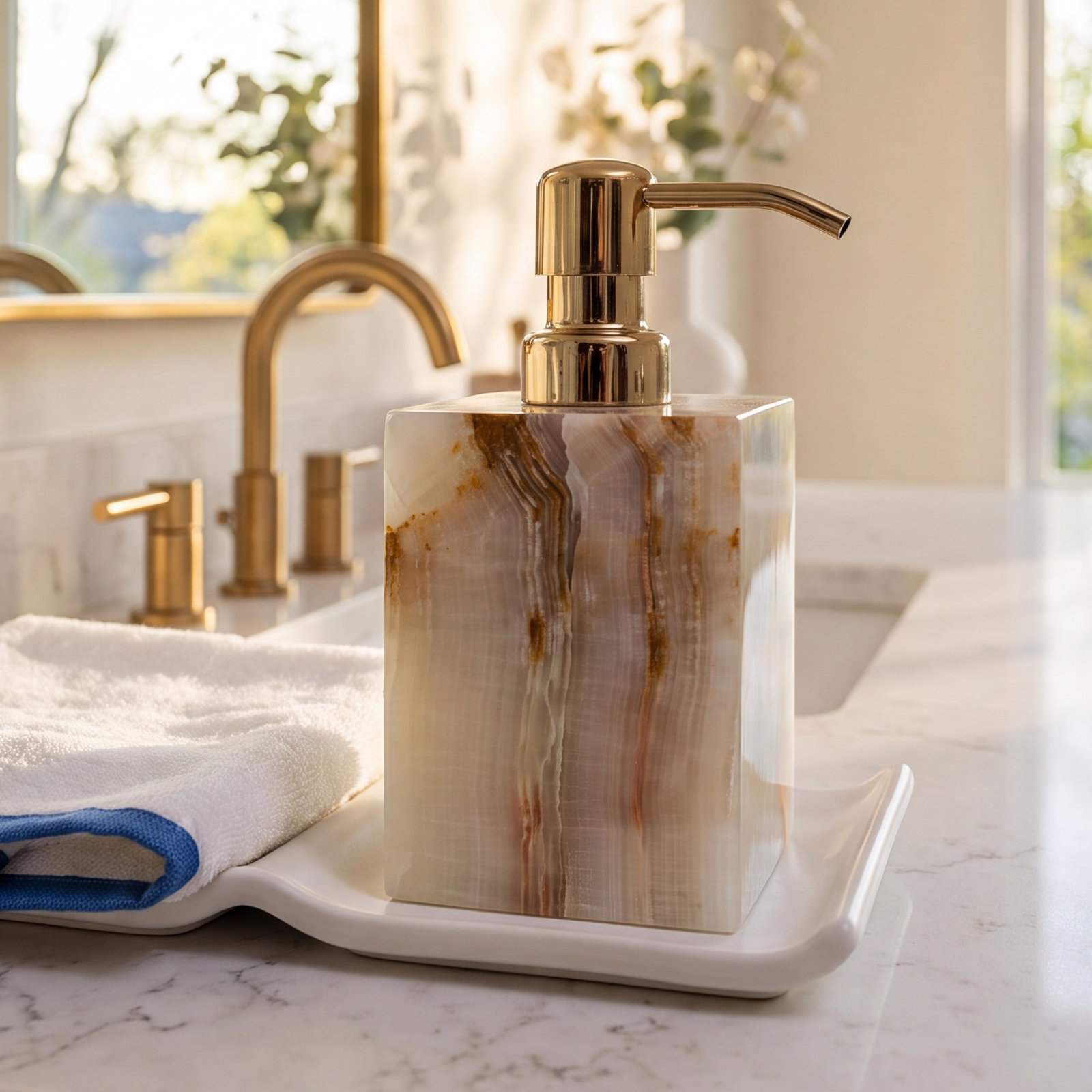 Graciela Marble Soap Dispenser, Onyx Brown