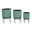 Ensemble de pots à fleurs ronds en métal bleu sarcelle 3: 10 po, 13 po, 14 po-1341034043