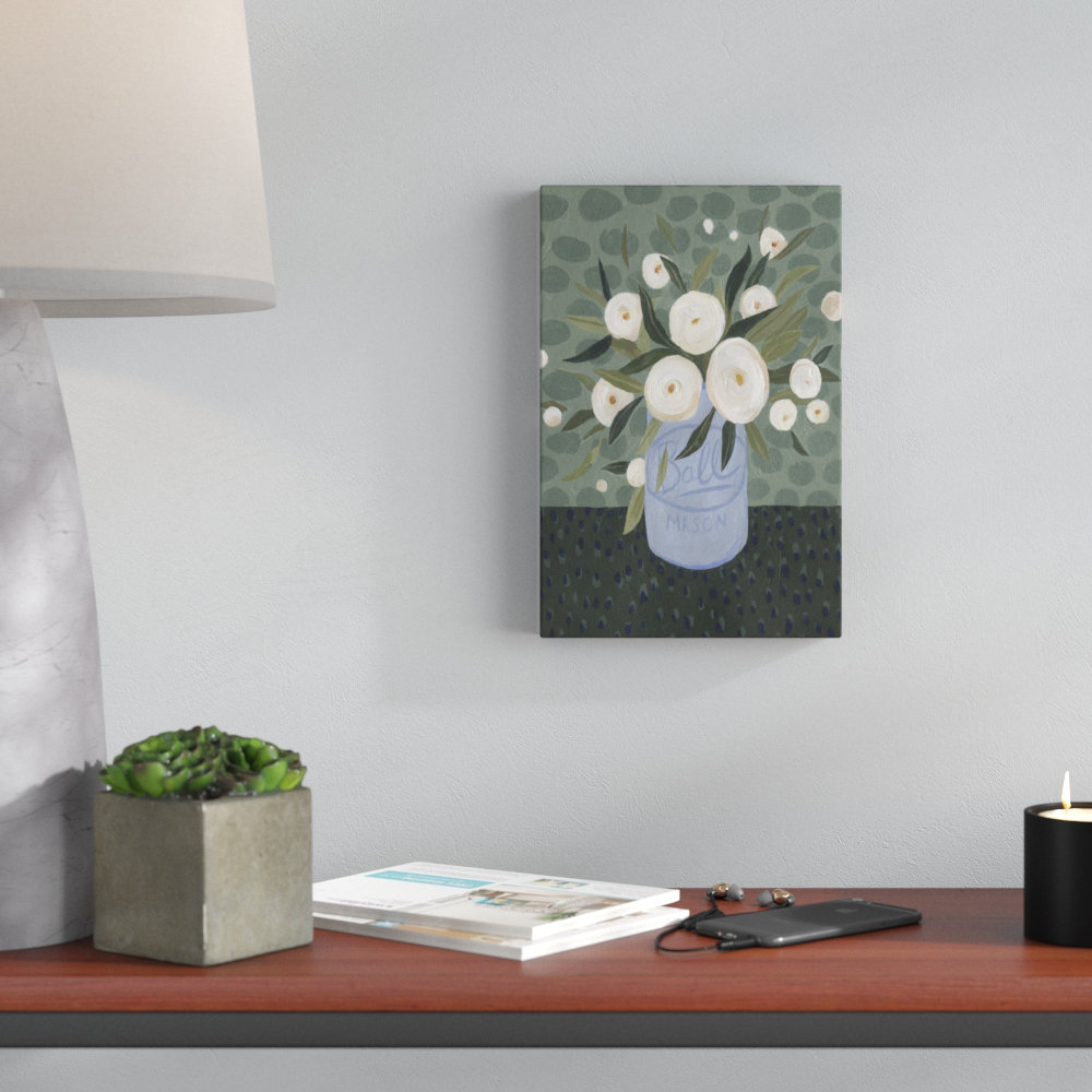 Mason Jar Bouquet III by Emma Scarvey - Wrapped Canvas Painting Print