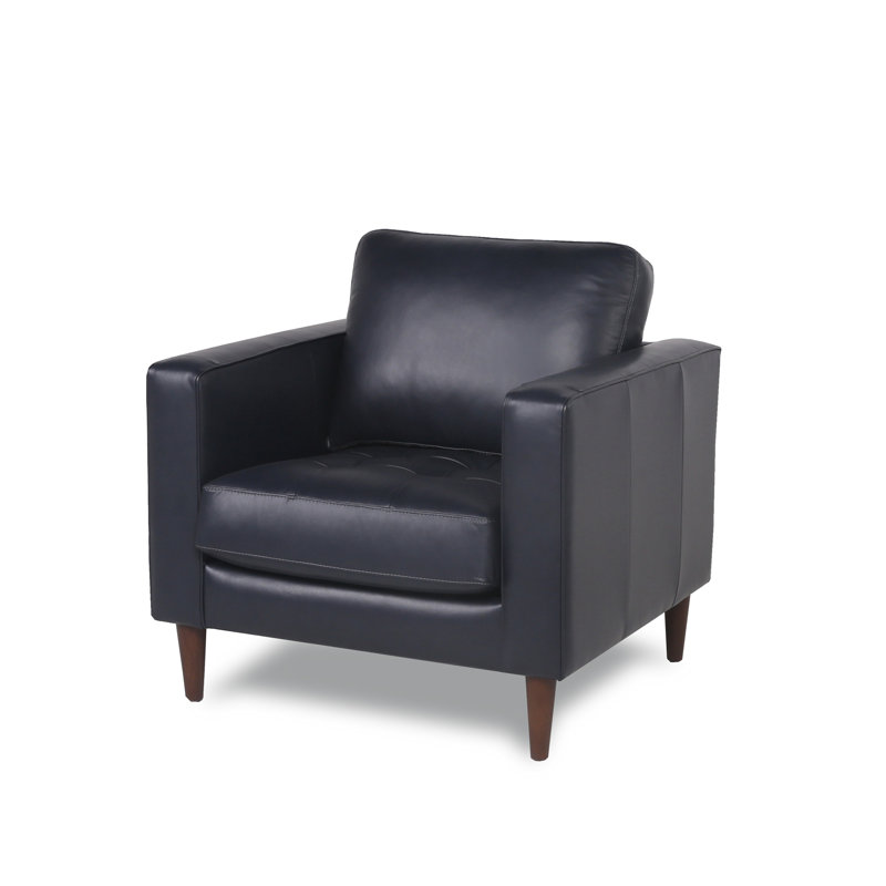 Chaise en cuir capitonnée Mid-Century