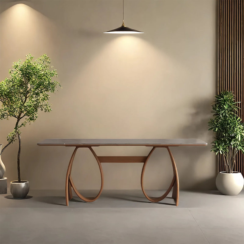 Rock board modern simple dining table, 29.52"H x 55.11"L x 31.49"W