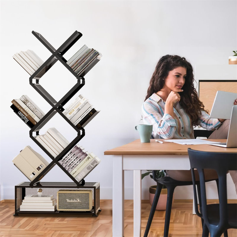 Aveliss 101.6cm H x 43.18cm W Metal Geometric Bookcase
