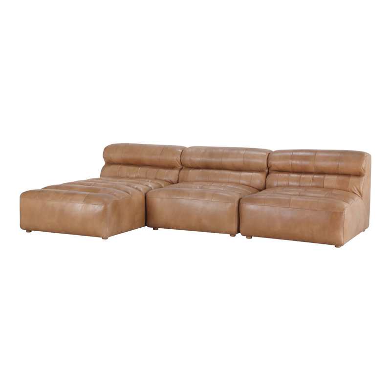 Ramsay Modular Chaise Sectional, Brown Top Grain Leather