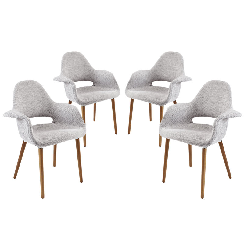 Chaise de salle à manger taupe par Modway, Velours gris pâle