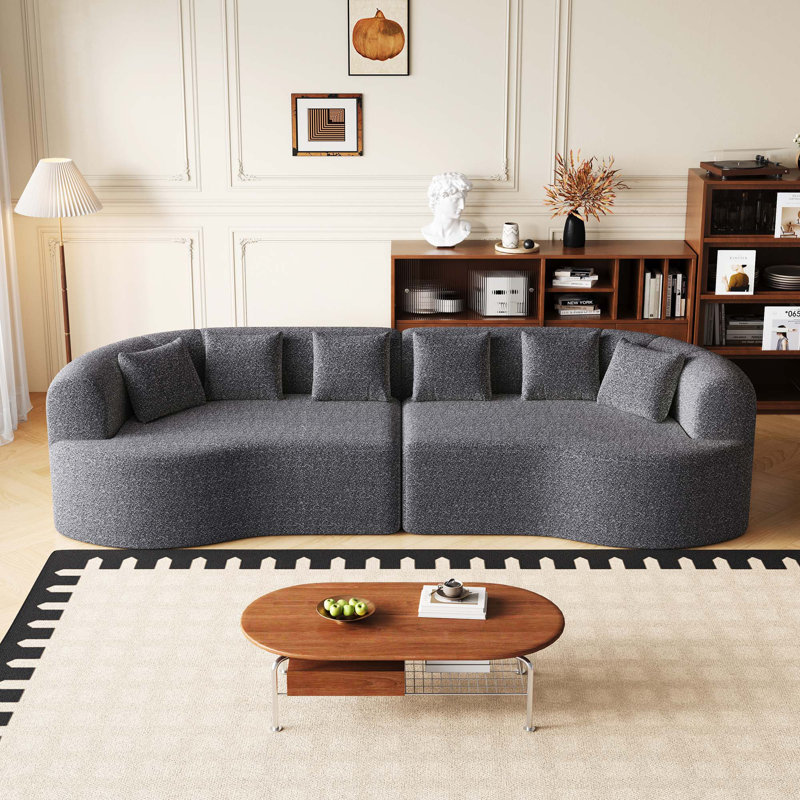 Canapé surdimensionné sans os moderne 106,3 pouces avec 6 coussins, Gris chenille