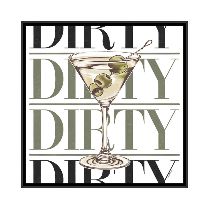 Dirty Martini Glass 1 Piece Wall Art on Canvas, 66.04 cm H x 66.04 cm W x 4.445 cm D, Black