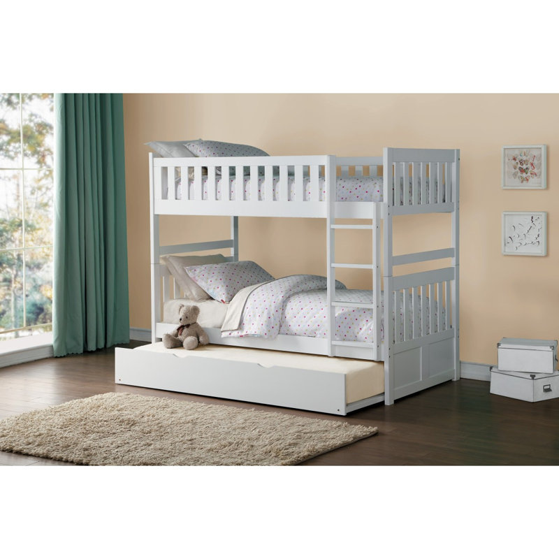 Genelda Kids Bunk Bed with Trundle, Twin over Twin