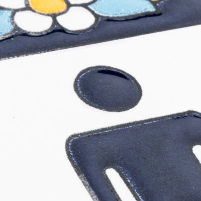 Sevillano 2.13" x 4.38" Ceramic Floral Decorative Accent Tile in White/Blue