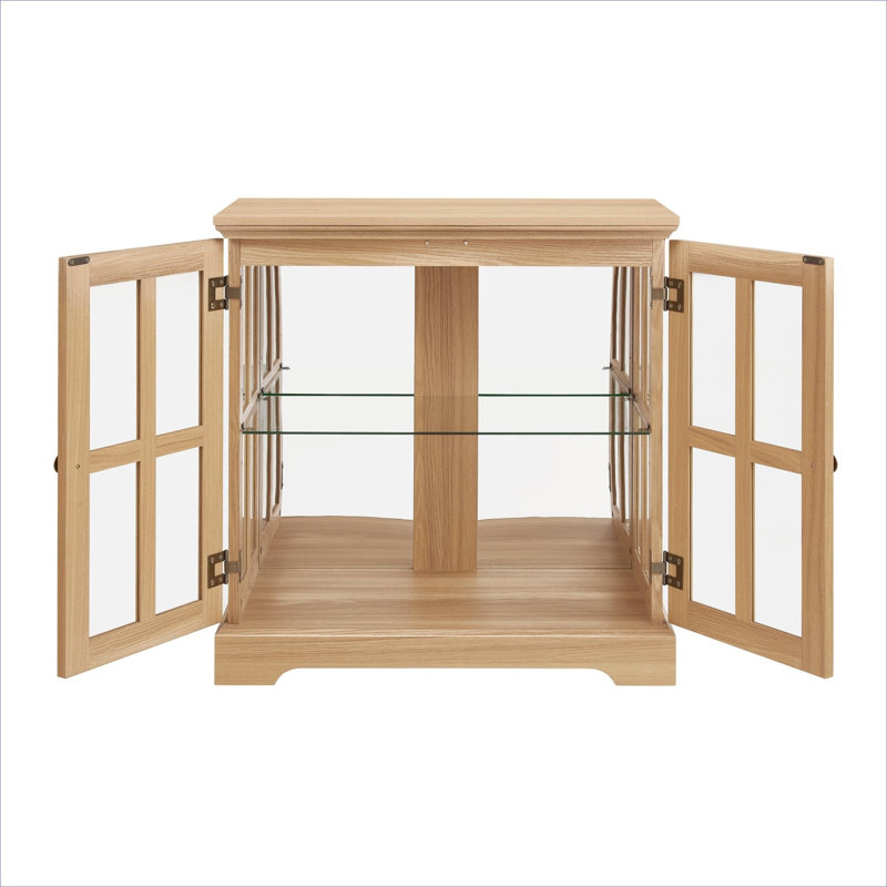 Vitrine de rangement pour objets de collection et livres, fabrication en panneau de fibres à densité moyenne et en verre, tablettes réglables avec éclairage à DEL intégré, 30,31 po x 15,75 po x 32,09 po