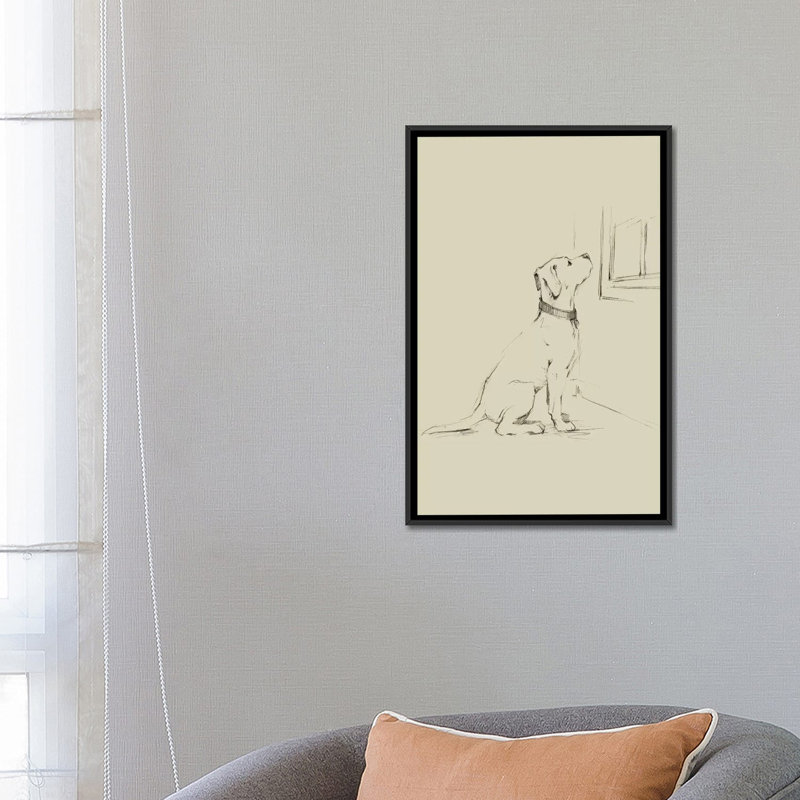 «Waiting For Master III», reproduction sur toile, H 26 po x l 18 po x P 1,5 po, Toile avec cadre noir, Pas de tapis