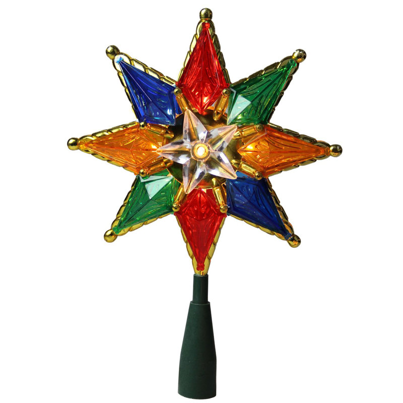 8" Star Christmas Tree Topper - Clear Lights, Red/Green/Blue