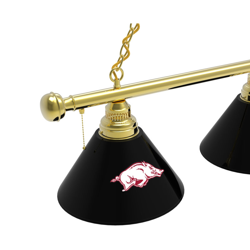3 - Light Pool Table Lights Pendant, Brass, Arkansas Razorbacks