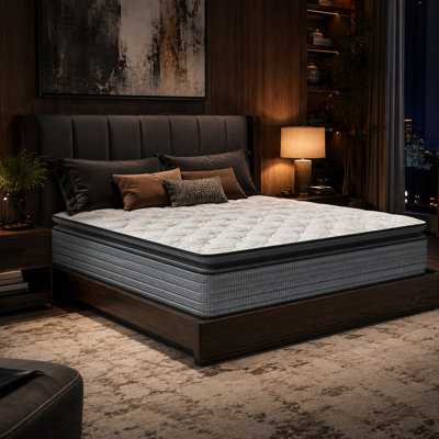 LUMERIS 14" Hybrid Pillow Top Mattress, CertiPUR-US Certified Memory Foam & Pocket Spring Mattress in a Box, Orthopedic Pressure Relief Mattress with Low Motion Transfer, Adjustable Base Compatible