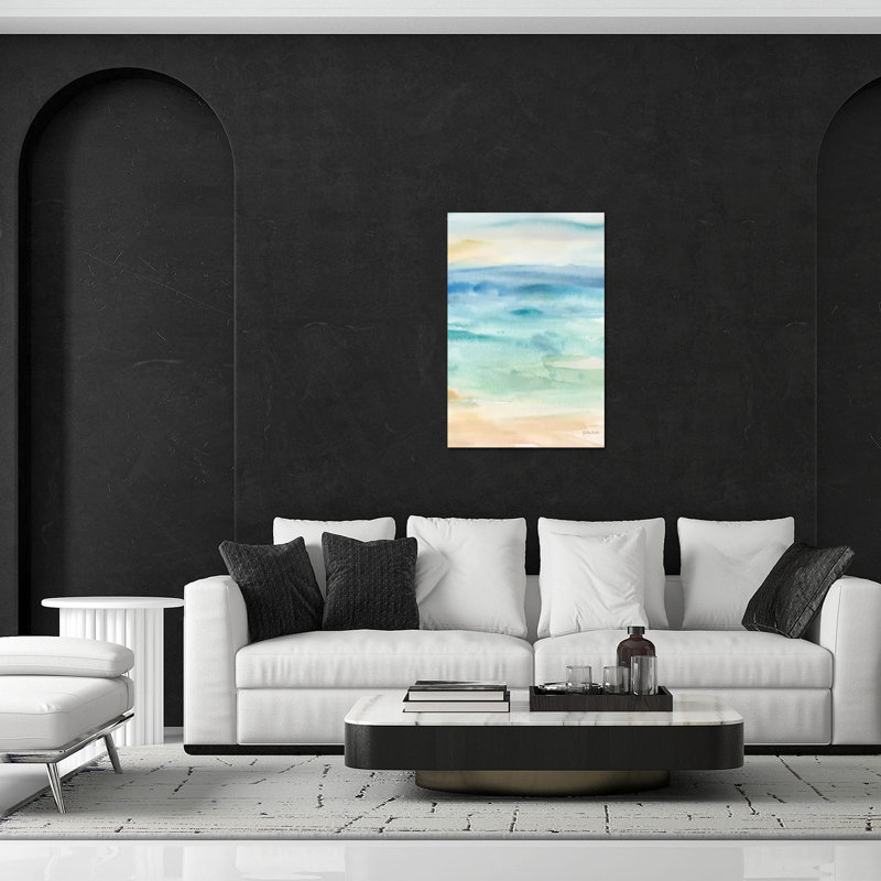 Impression abstraite paysage marin II sur verre acrylique, H 24 po x l 16 po x P 0,25 po