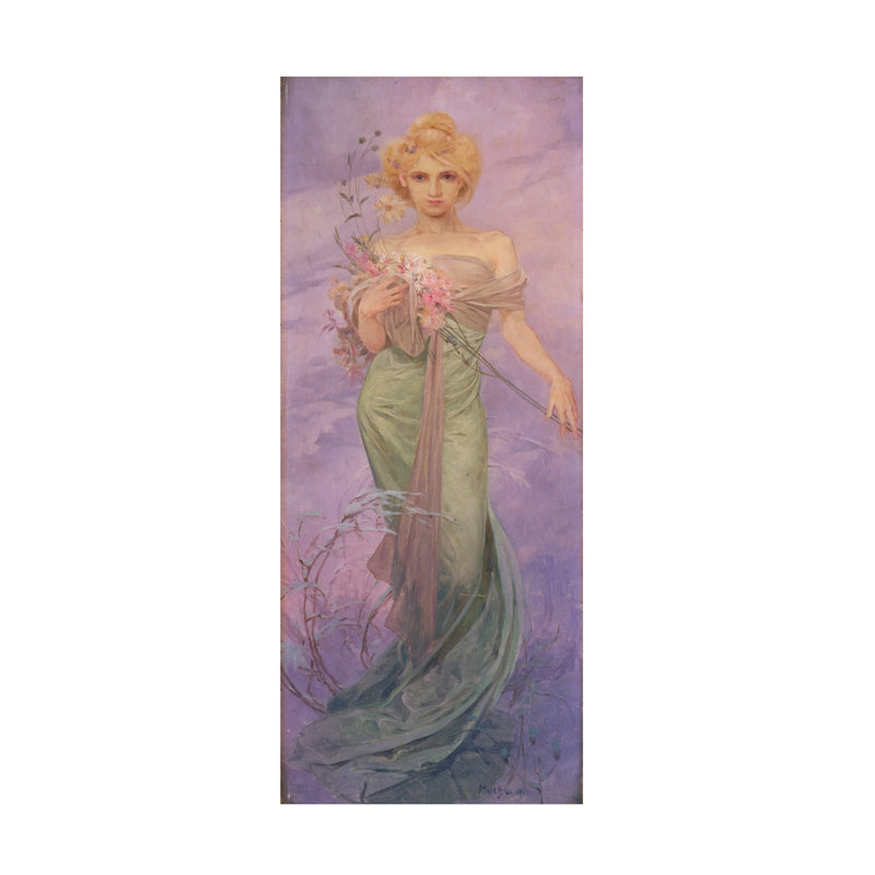 Art sur toile par Alphonse Marie Mucha Printemps, 1900, H 24 po x l 10 po