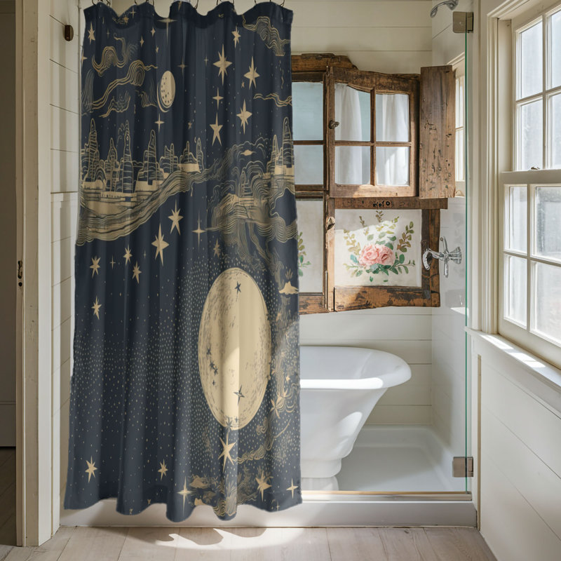 Moonlit Tranquility - Premium Shower Curtain, 74"H x 71"W