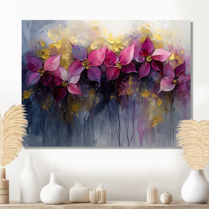 Bertie - art mural floral, H 12 po x l 20 po, Toile tendue