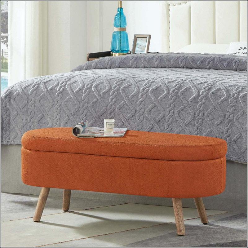 Banc de rangement avec repose-pieds ovale Luxury, Orange