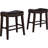 Contemporary Upholstered Saddle Counter Stool With Nailhead Trim And Elegant Design, Ideal For Kitchen And Bar Areas.