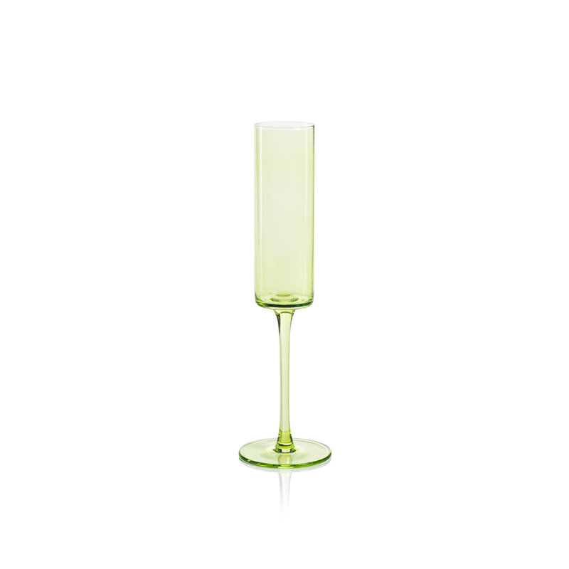 Bethannie Light Green Glass Champagne Flutes Set of 6