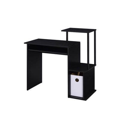Desk With Metal Legs And Color Keyboard Tray Shelf Rectangular Computer