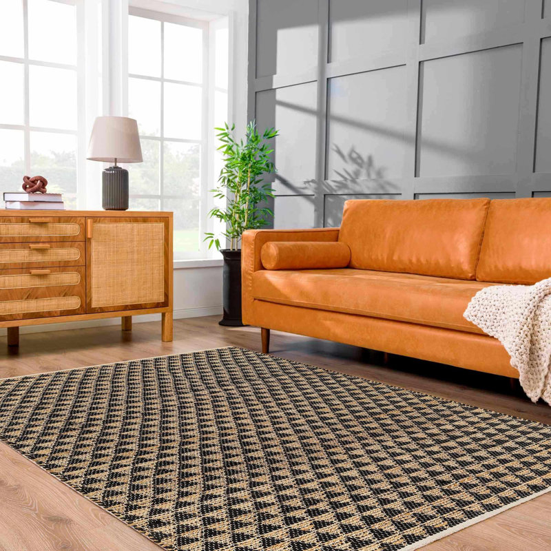 Addy Handmade Flatweave Black/Tan/Beige Rug, Rectangle 8' x 10'