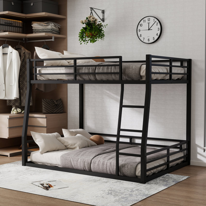Metal Full Xl Over Queen Bunk Bed-Noise Reduced Design For Teens & Adults,No Box Spring Needed