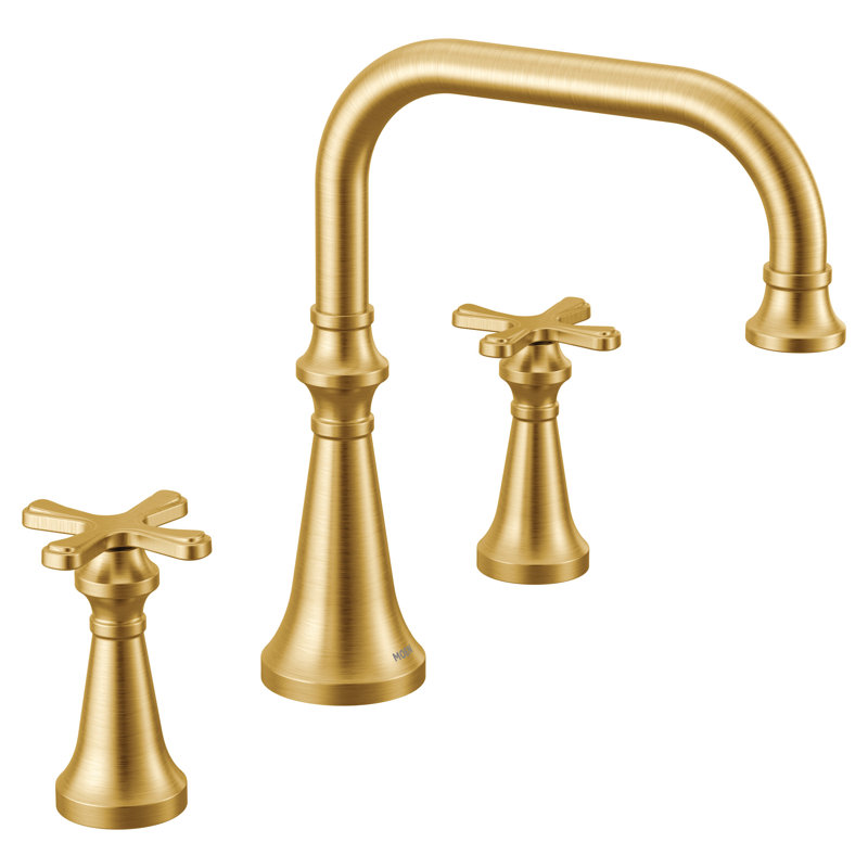 Garniture de robinet de baignoire romaine à deux poignées Colinet, Or brossé