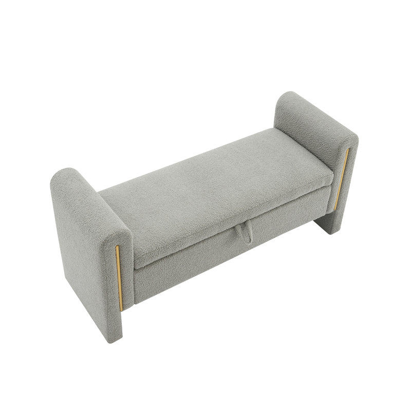Banc de bout avec accoudoirs et rangement Modern Teddy Bed, Gris