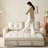 86.61" White Polyester Modular Sofabed cushion couch
