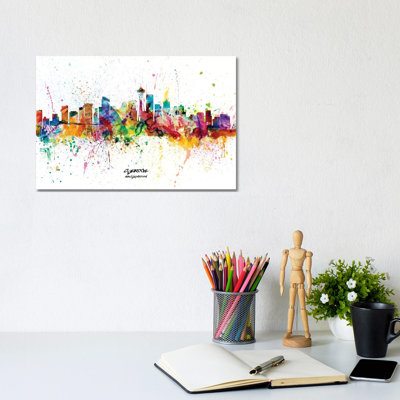 Seattle Washington Skyline Splash by Michael Tompsett - Wrapped Canvas Gallery-Wrapped Canvas Giclée