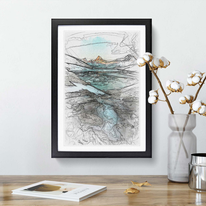 Mountain View in Switzerland in Abstract - Picture Frame Graphic Art Print, 36cm H x 27cm W x 2cm D, Black Framed