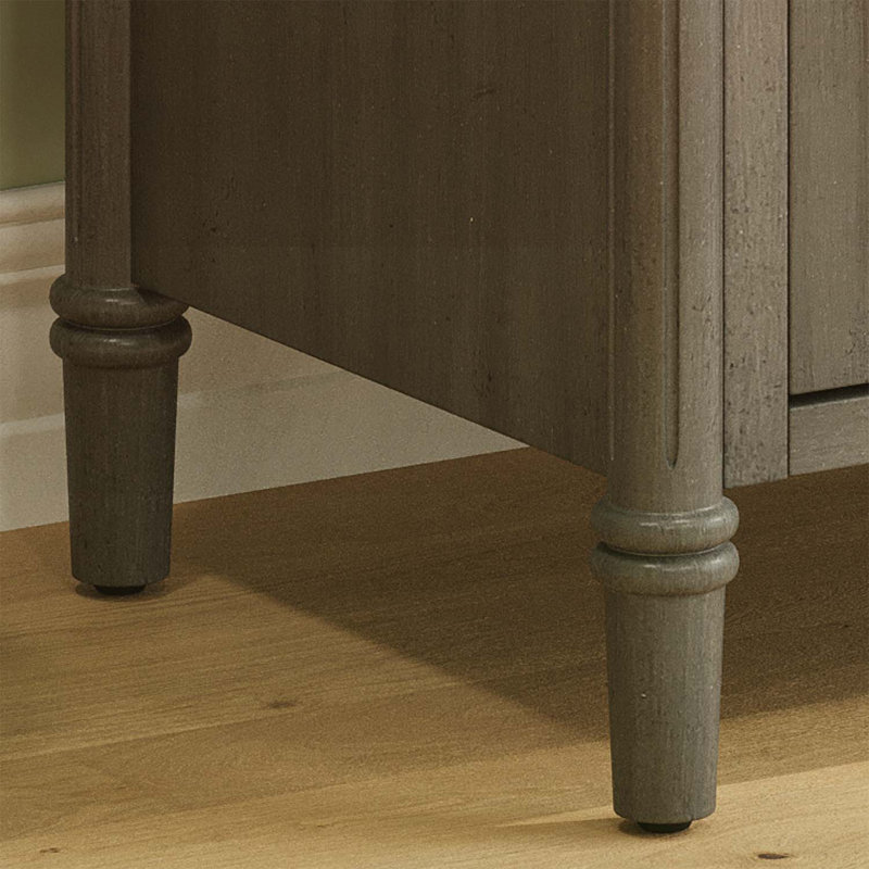 Meuble-lavabo rustique avec lavabo, portes à fermeture douce, tablette ajustable, conception courbée, Gris antique