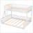 Twin XL Over Queen Pine Wood Bunk Bed with Guardrails &amp; Ladder, No Box Spring Needed, White