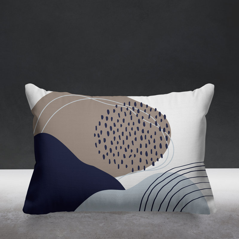 Coussin décoratif intérieur / extérieur Mid-Century Cyn, Émeraude / bleu marine